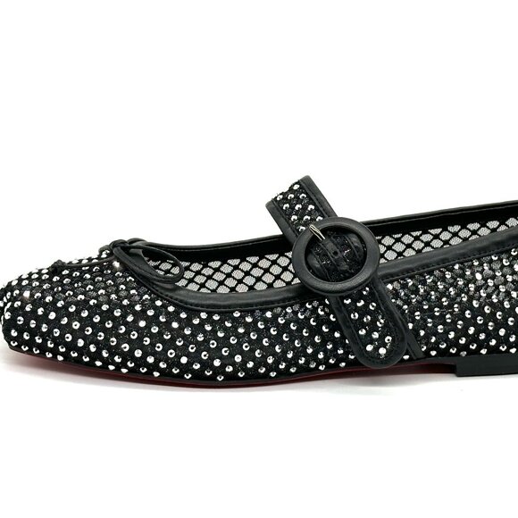 Christian Louboutin MAMASTRAPITINA Strass Crystal Mesh Ballerina Flat Shoes - Picture 8 of 16